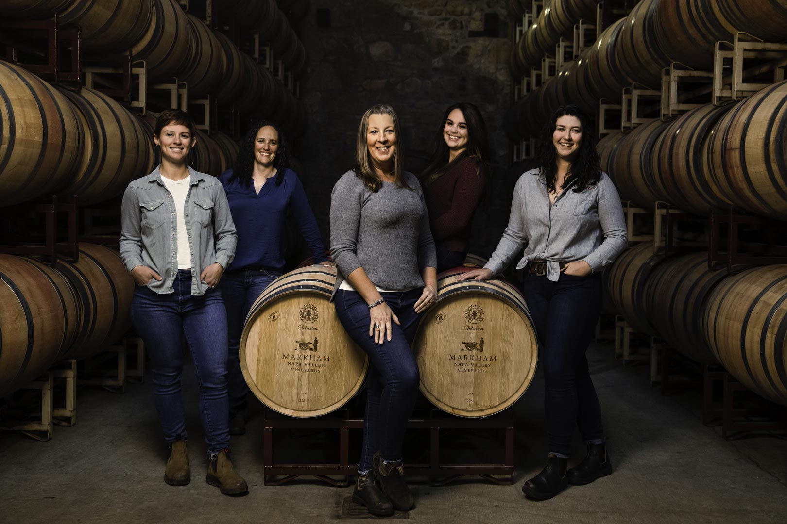 Women-Led Winemaking Team Portrait with all 5 women