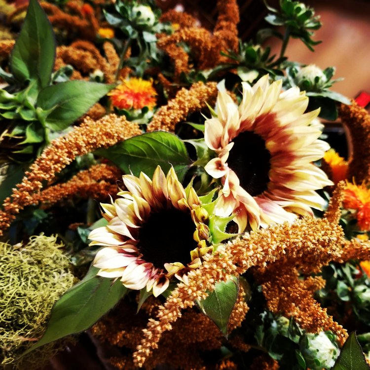 Greenery and flowers for wreath making