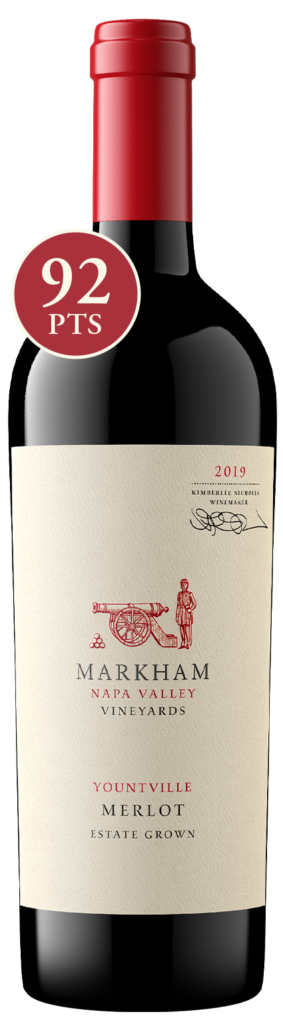 Bottle shot of Merlot Younvtille with 92 point score icon