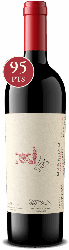 Bottle shot of Yountville Ranch Cabernet Sauvignon with 95 point score icon