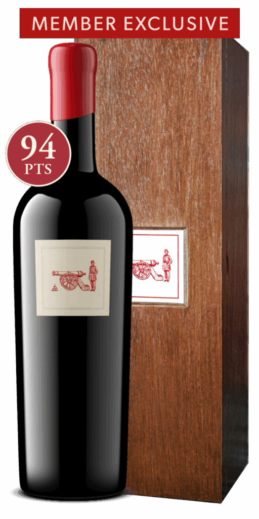 Bottle of The Character with custom wood box, 94 point score icon, and member exclusive banner