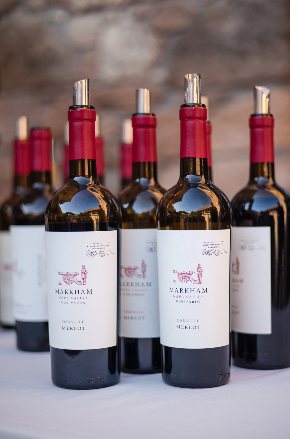 A collection of Markham wine bottles